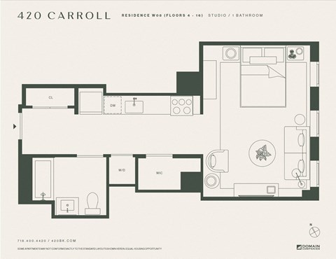 Floor plan for studio, 1 bath, 510 sqft
